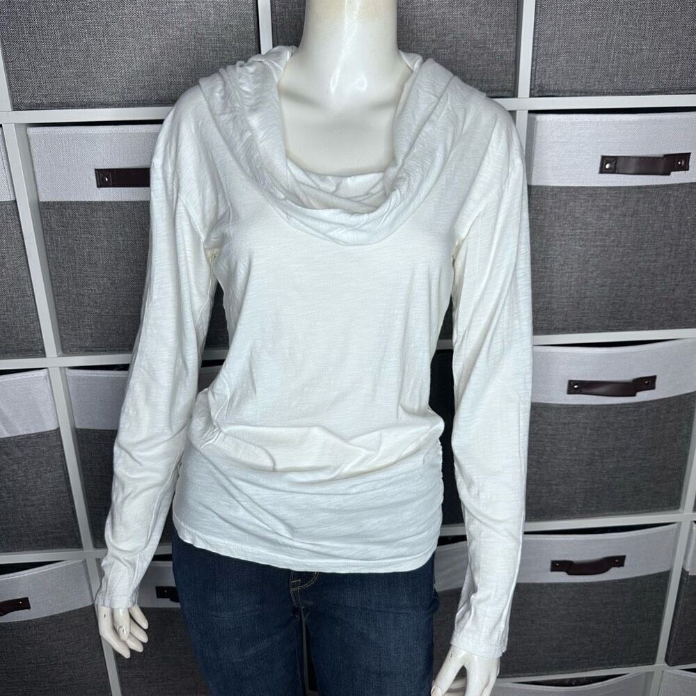 Lucy White Cowl Neck Hoodie Top Size XS